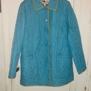 Platinum Women's Quilted completely reversible Jacket, XL, turquoise blue/apple
